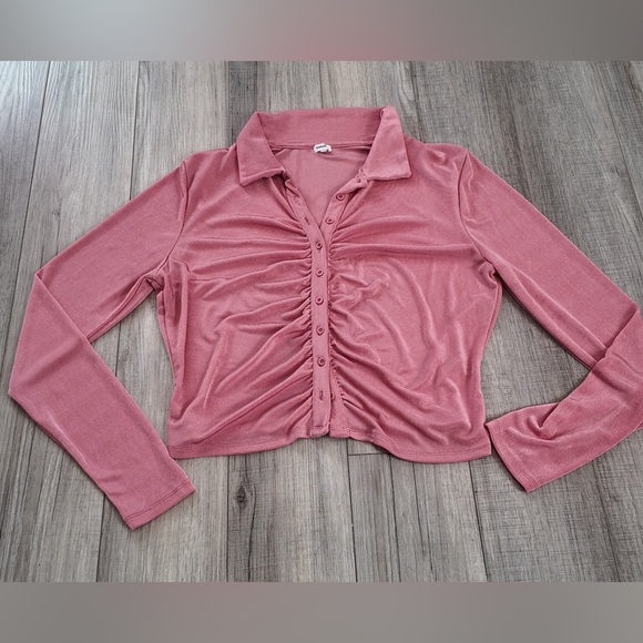 Garage Daphne Ruched Long Sleeve Blouse | Size XL | Soft Pink - Picture 7 of 8